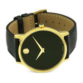 Movado Men’s Quartz Swiss Made Leather Strap Black Dial 40mm Watch 0607195